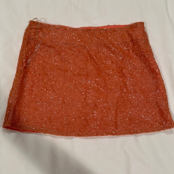 Size Small Orange Sequin Mini Skirt - Picture 1 of 4